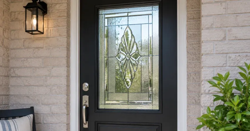 technician replacing a cracked decorative glass panel in Wasaga Beach