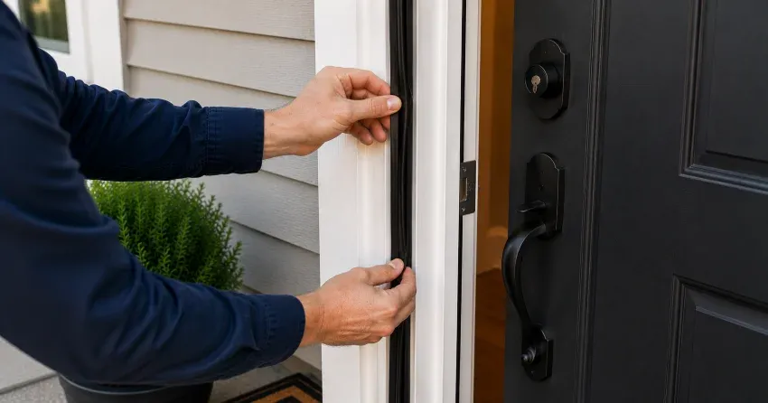 technician performing light test on door seal in Sunnidale Trails, Wasaga Beach