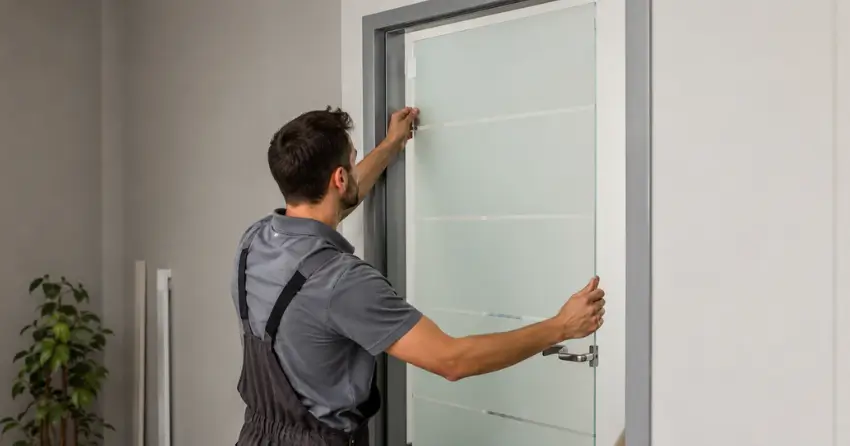 frosted glass interior door panel installation in Wasaga Beach