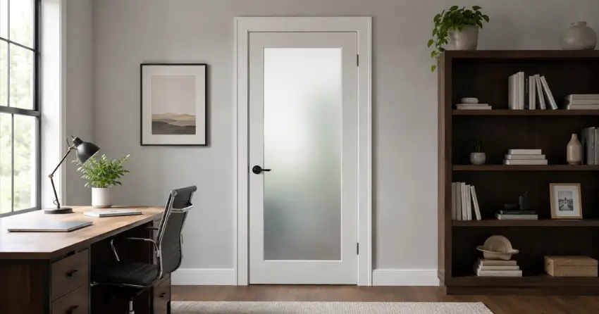 frosted interior door installed in home office in Georgian Sands, Wasaga Beach