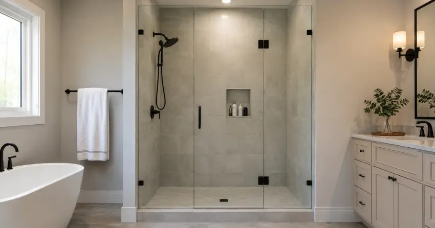 new frameless glass shower door installed in Wasaga Sands, Wasaga Beach