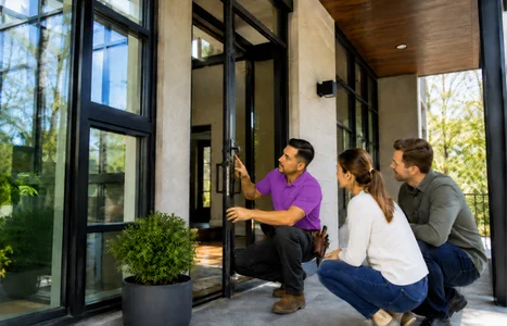 Modern home exterior with floor-to-ceiling windows by Windows & Doors Wasaga Beach